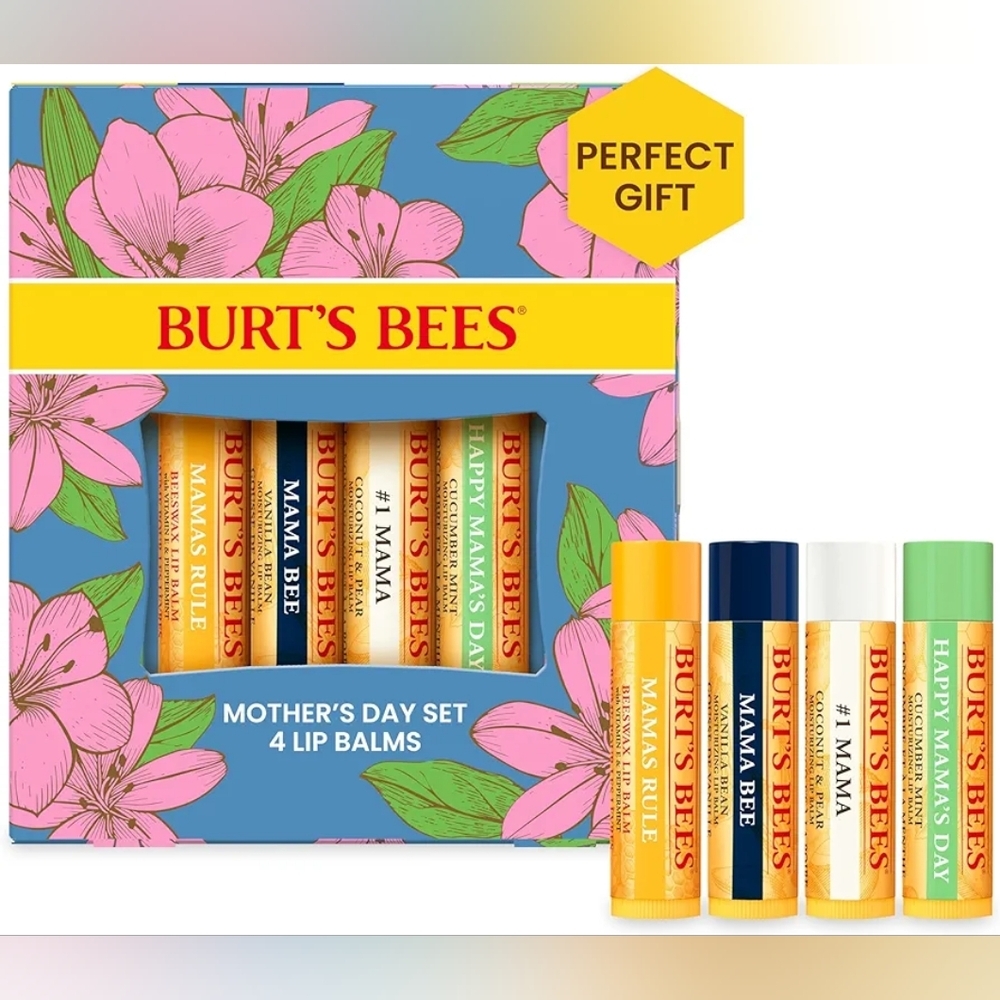 Burt's Bees 4 Pack Balm Bouquet Set Great for A Gift - Picture 1 of 3